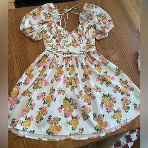 For Love & Lemons Floral Puff Sleeve Dress